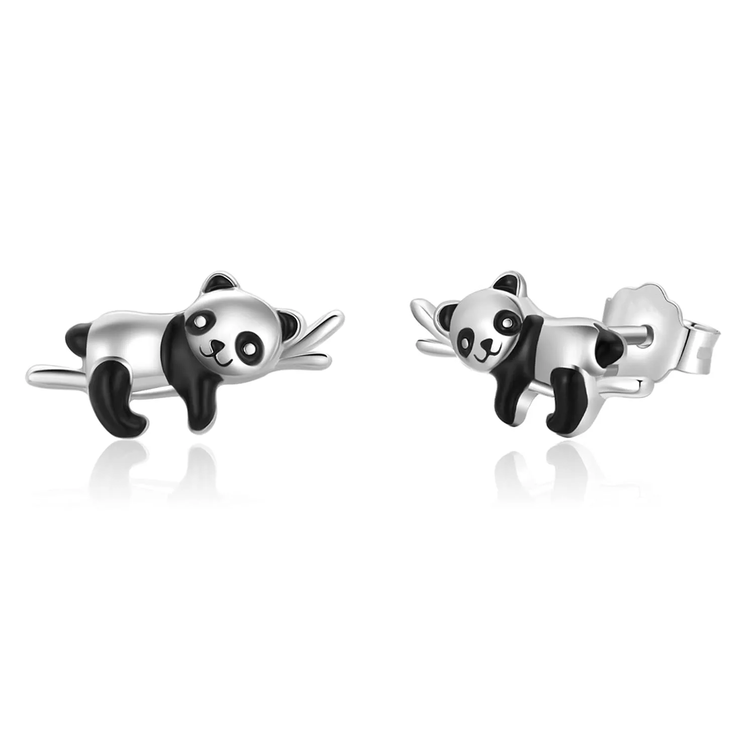 Harong Popularity Explosion Models Panda Ear Studs Cute Animal Silver Plated Earrings Jewelry Gift for Girl Woman Sensitive Ears