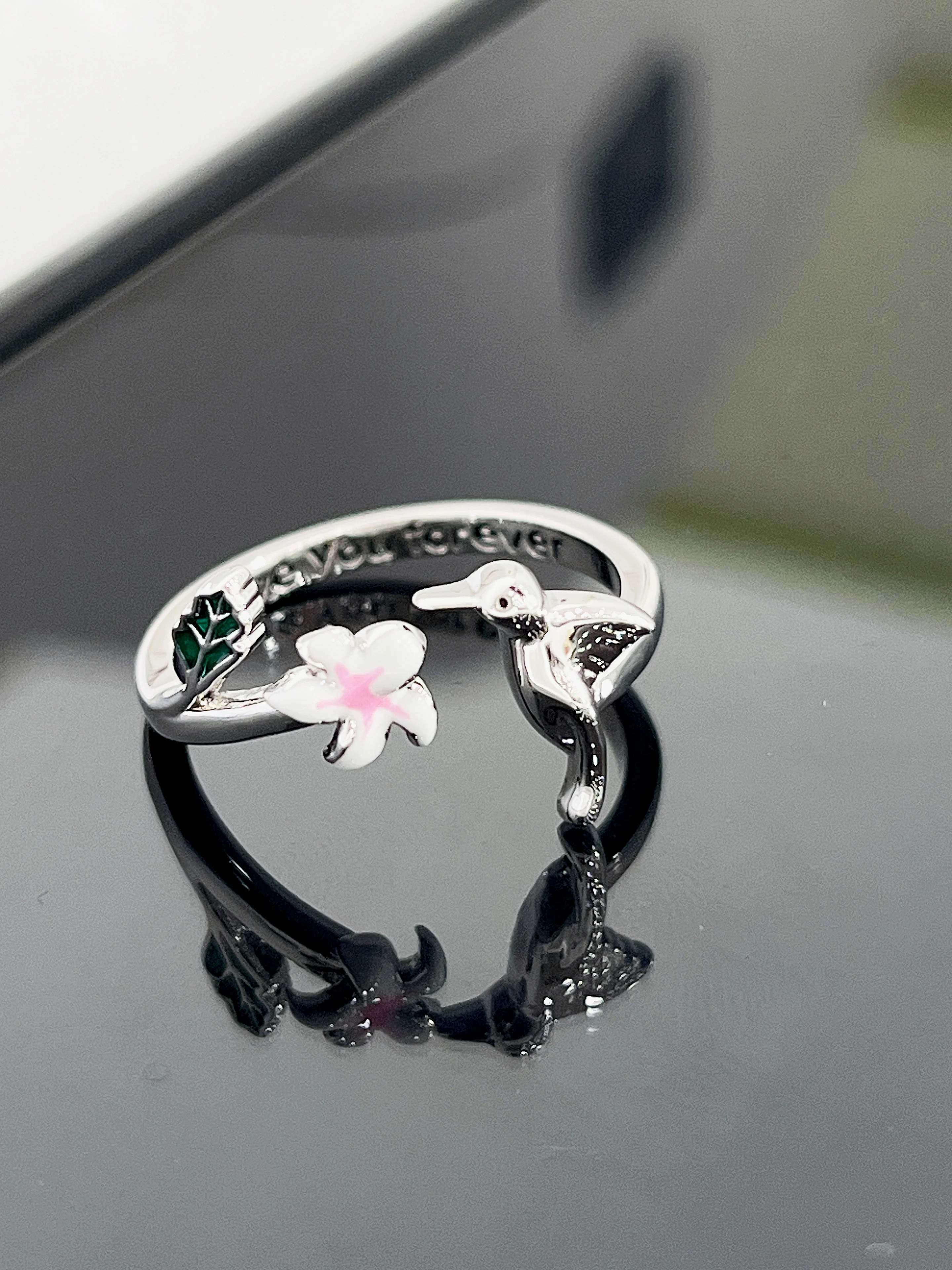 أزياء الطيور زهرة المينا الدائري قابل للتعديل تصميم الاصبع المفتوح قسط يشعر اليد مجوهرات عبر الحدود نمط المتخصصة #2