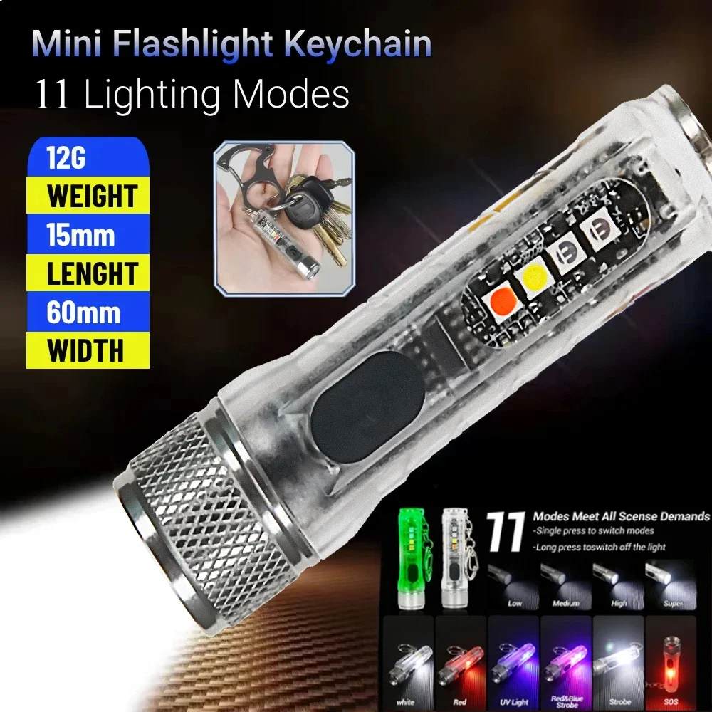 Mini Portable LED Flashlight USB Rechargeable Flashlight with 10 Modes EDC Torch COB Floodlight Camping Fishing Hiking Lantern
