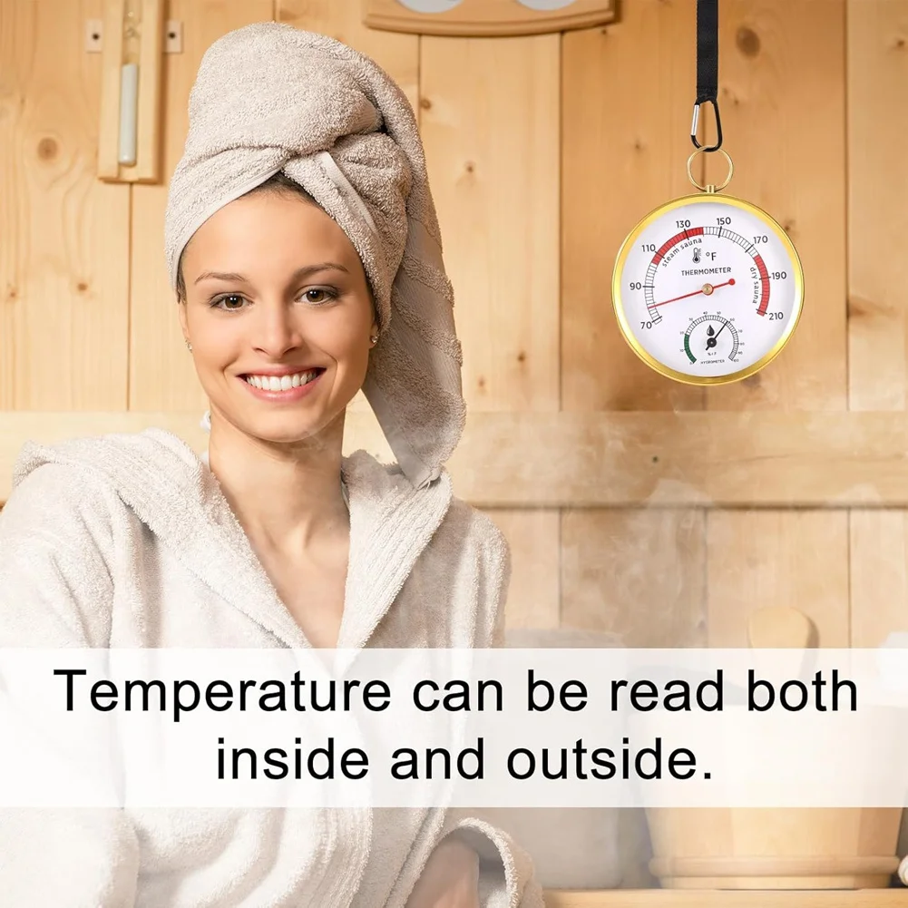 Sauna Thermometer, 2 in 1 Thermometer Fahrenheit and Hygrometer Hanging Temperature Gauge Temp Humidity Monitor