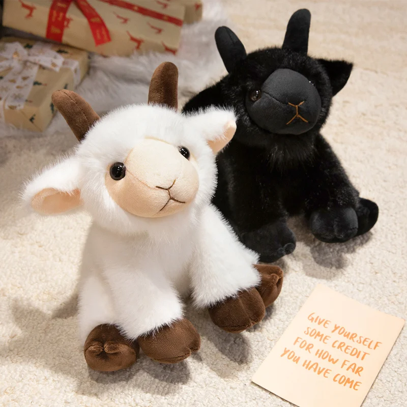 20cm Sitting Cute Forest Animal White&Black Sheep, Goat, Plush Toy Doll, Christmas Birthday Gift