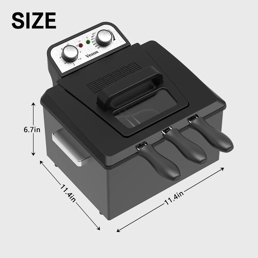 Friteuse électrique 1800W, grande capacité 5L, 3 paniers, fenêtre de visualisation à température réglable, filtre Anti-graisse, cuisine à domicile