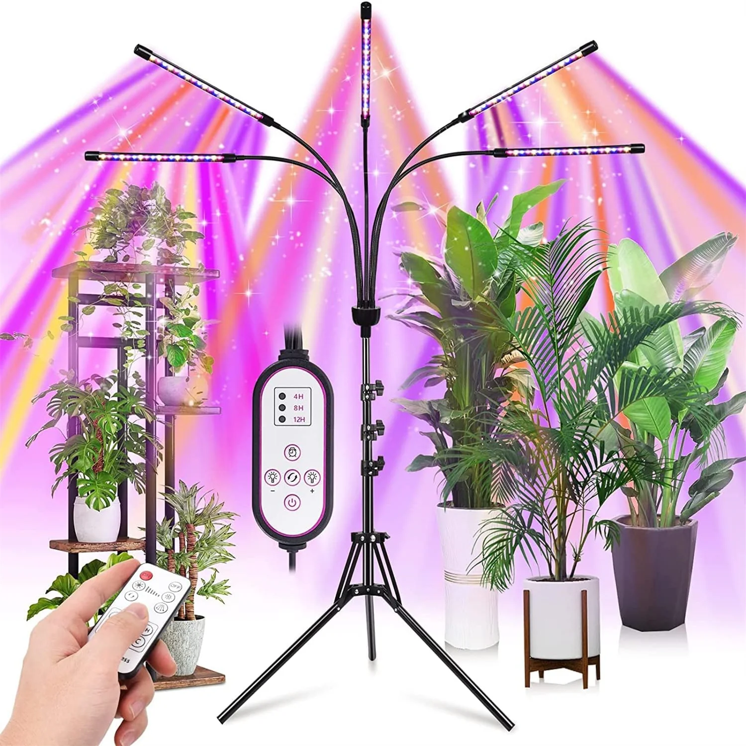 Phyto-lampe LED hydroponique avec trépied, 3 couleurs, USB, ampoule, lumière de croissance, plantes d'intérieur, serre, légumes, fleurs