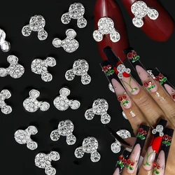 10Pcs Glitter Full Drill Mouse Design Rhinestone Decoration 3D Gold/Silver Mouse Alloy Nail Charm For DIY Manicure Crystal &*&