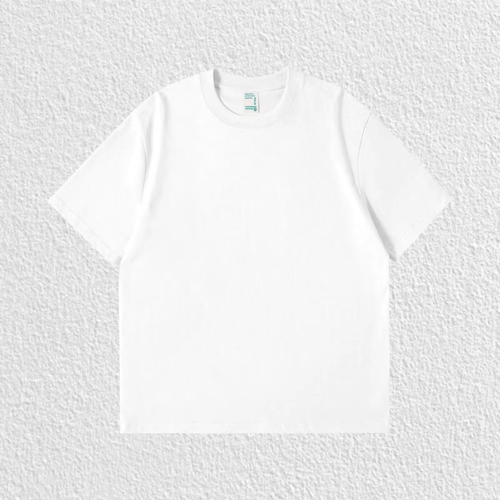 Einfarbiges Weißes Schweres Baumwoll-T-Shirt Unisex Oversize Lässiger Hip-Hop Streetwear Sommer Kurzarm-Oberteil – Detail 13