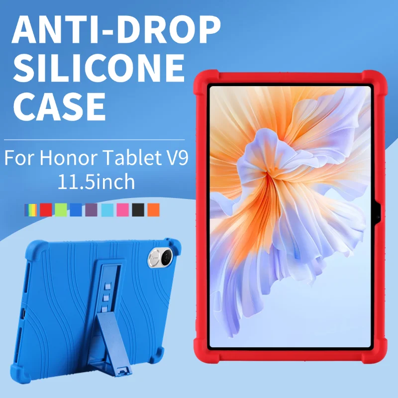 Shockproof Soft Silicon Case for Honor Tablet V9 11.5inch Protective Cover with Stand Compatible with ELN-W09 ELN-L09 Shell