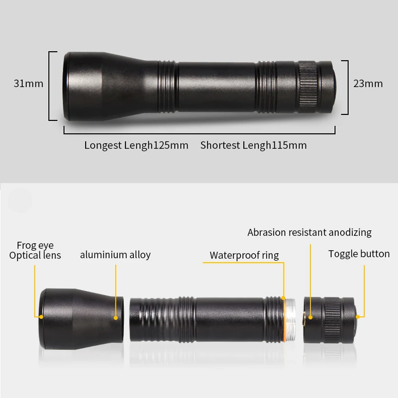 LED UV Flashlight UV Light Torch Zoomable 395nm Ultra Violet Light Black Light Camping Bed Bug Detection Urine Stain Lantern