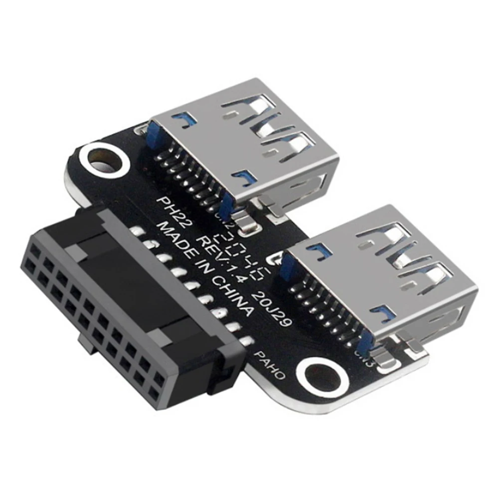 USB 3.0 마더보드 어댑터, 강력한 간섭 방지 USB 3.0, 19 20 핀 암-듀얼 USB 3.0 A 암 컨버터