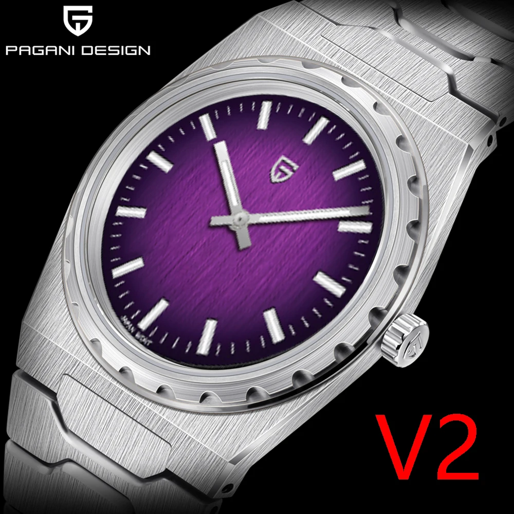 PAGANI DESIGN 2025 جديد V2 7 مللي متر ساعة كوارتز رجالية عصرية 10Bar مقاوم للماء جلد الياقوت C3 مؤشرين reloj hombre