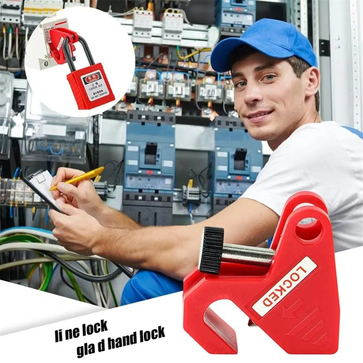 A002 Breaker Lock Circuit Breaker Safety Lock Home Distribution Box Lockout Isolation Device for Factory Safety Locking Tool