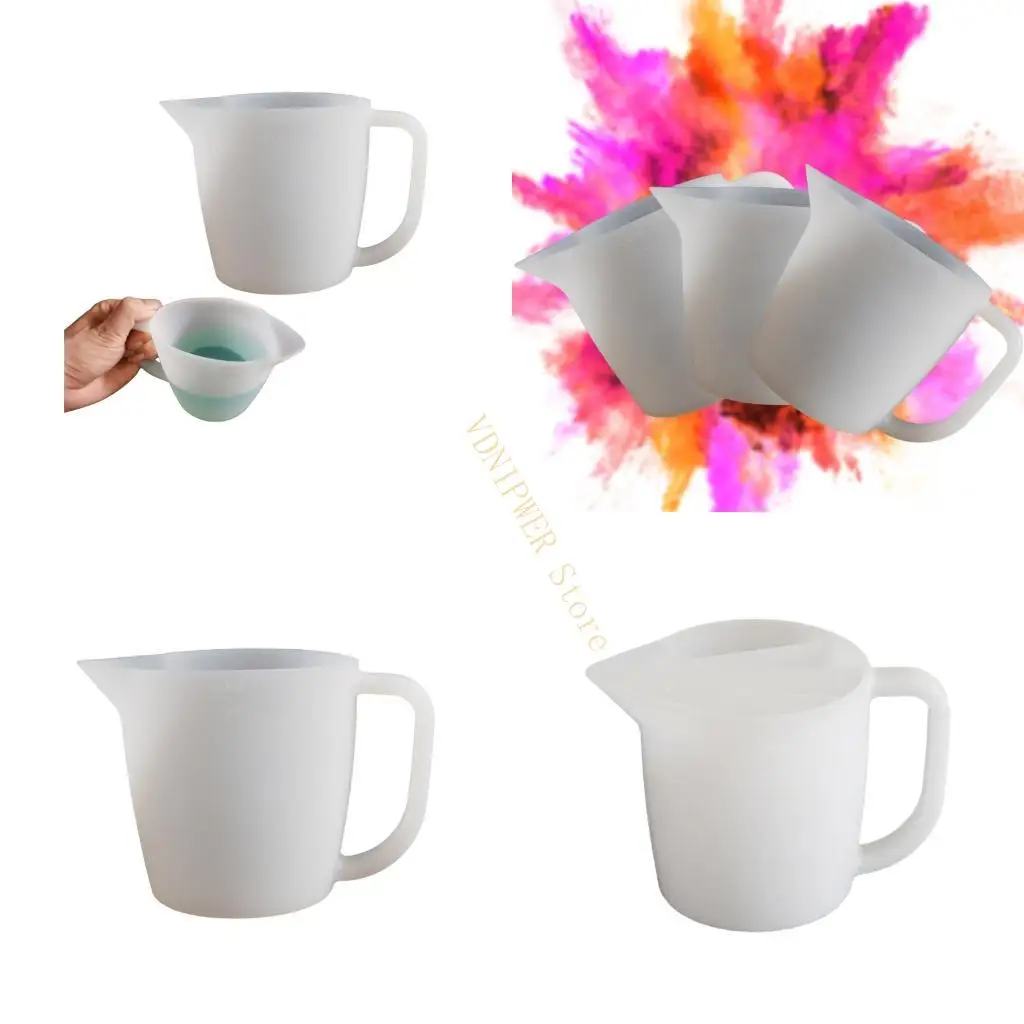 

Resin Art Silicone Splits Cup with Handle Large Capacity Craft Mixing Tool D08E