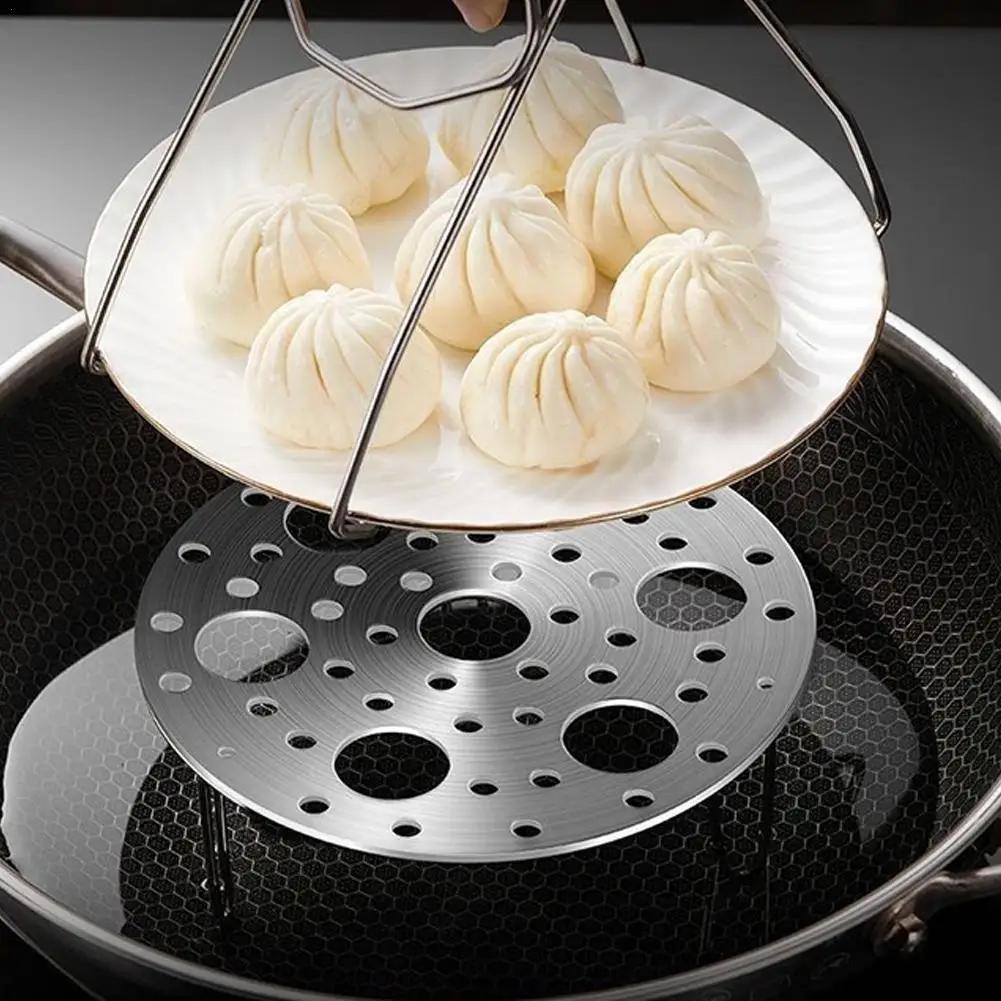 1Pc 7/9hole Steel Steamed Egg Rack Thick Foldable Steaming Tray Large Steaming Basket Round Steaming Egg Rack
