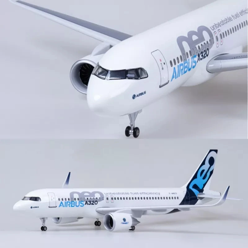 طائرة ايرباص A320neo الخطوط الجوية بمقياس 1:80 47 سم نموذج ممتاز مع أضواء LED ومعدات هبوط قابلة للسحب لهواة جمع الطيران