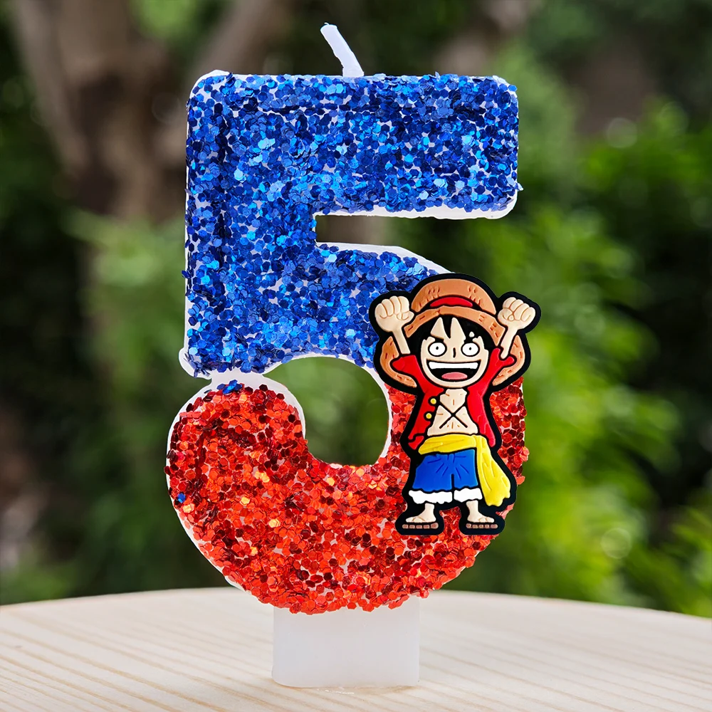 Beliebte One Piece Themen-Kerze Nummer 0-9 Luffy-Kerze Kuchendekoration Geburtstagsparty für Kinder Babyparty Spielzeug Geschenke
