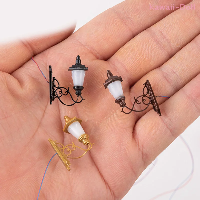 1 pçs diy micro led poste de luz parede modelo 1:87 paisagem em miniatura layout arquitetônico rua vintage para ferrovia