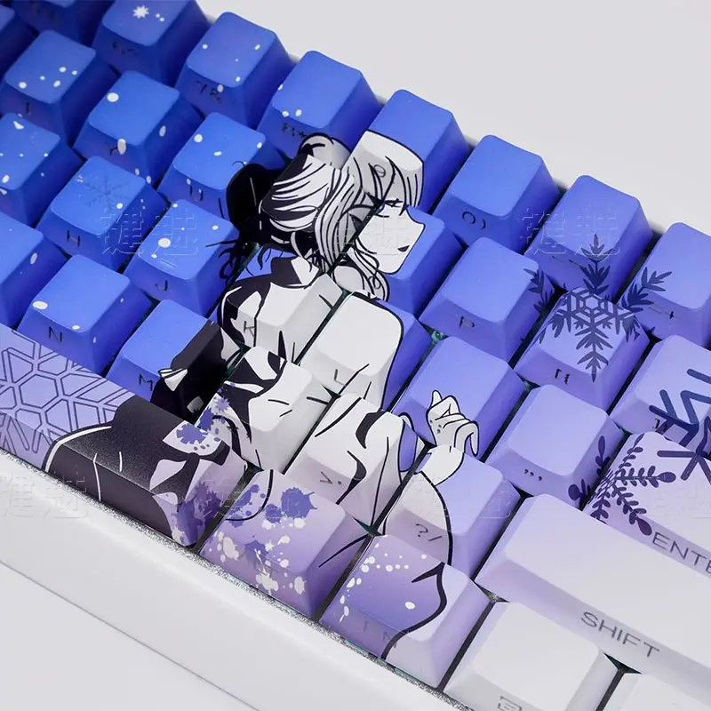 132 Raven Sakura Keycap 2,0 Cherry Profile Аниме Keycap Double Shot Sidelit Shine Through PBT Keycap для механической клавиатуры MX