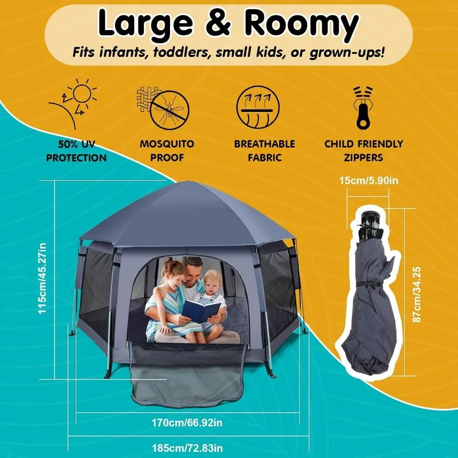 Box per bambini premium per interni ed esterni, confezione pop-up leggera e portatile, cortile da gioco per bambini con baldacchino e borsa da viaggio Gre