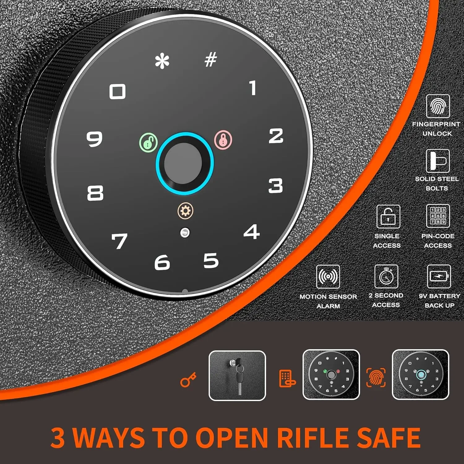 10-14 Rifle Gun Safe for Home Use, Pistol and Shotgun Storage, Secure Quick Access with Flag Design for Protection