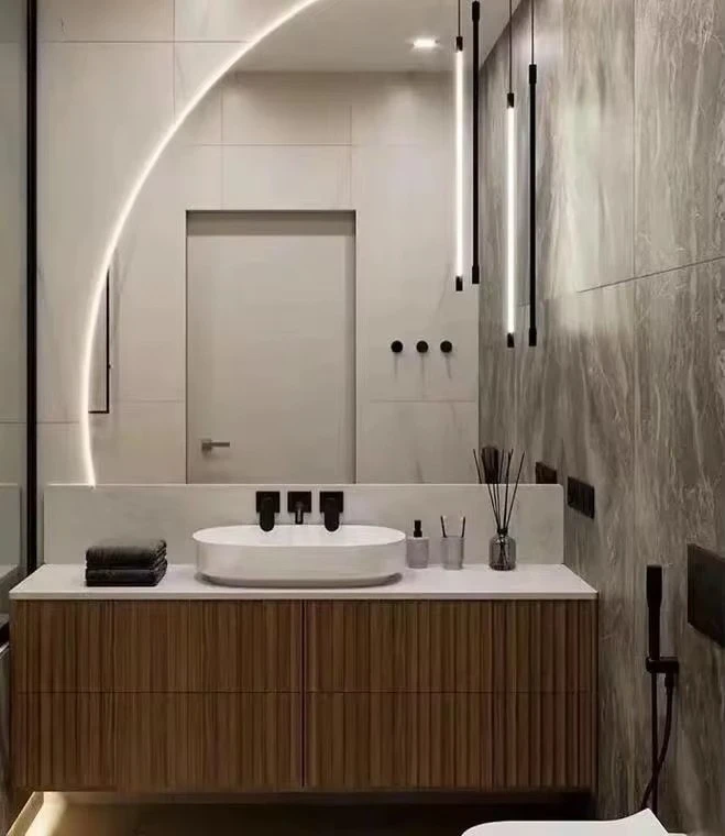 

#￥Hot selling customized modularization bathroom cabinet E0 grade particle board Customizable shape and size bathroom cabinet