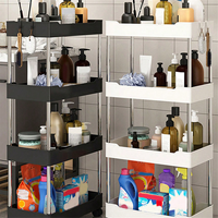 Premium Tier Rolling Utility Cart, Movable Slim Storage Rack for Kitchen, Bathroom, Living Room - Space Saving Organizer Shelf A