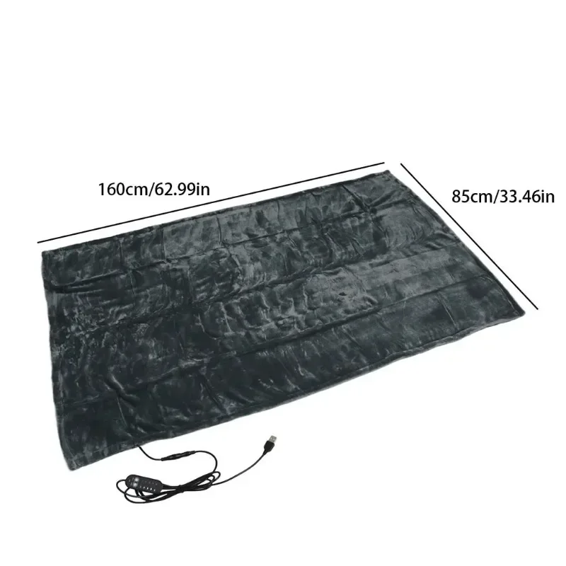Hot 140x80cm USB Heating Blanket Travel For Sofa Bed 5 Levels Portable Electric Blanket Winter Warm Soft Plush Car Shawl Camping