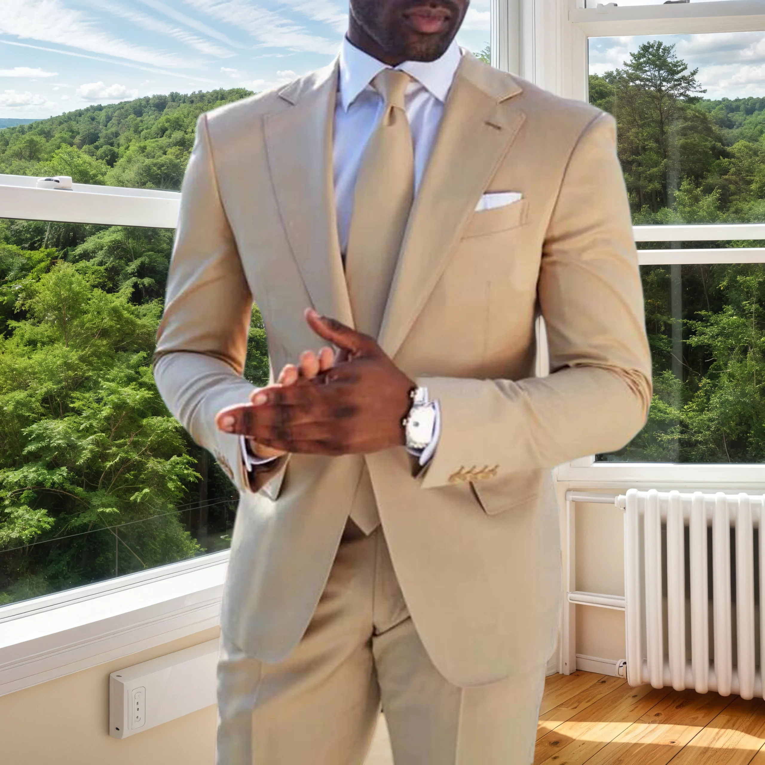 

Формальные свадебные бежевые костюмы для мужчин, свадебные смокинги на одной пуговице, классические мужские костюмы для жениха (куртка + брюки), костюм Homme 2025