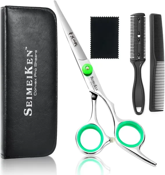 

Professional 6.0 Inch Hair Shears - Stainless Steel Scissors with Comb & Case for Salon & Home Use
