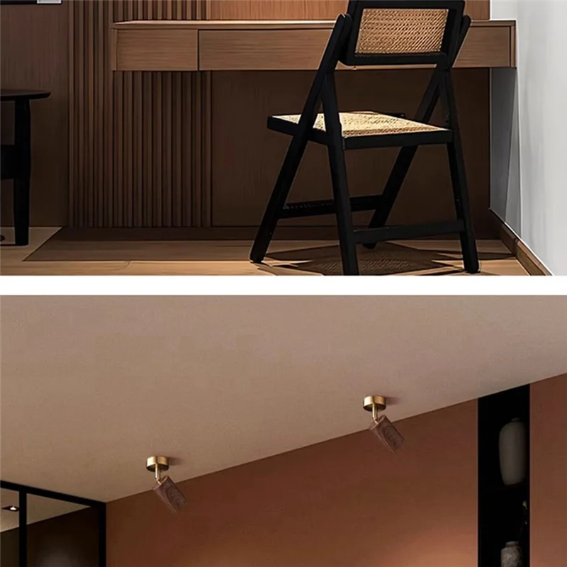 

AB66-Маленький потолочный светильник, светодиодный точечный светильник, регулируемый угол, орех, алюминий, материал