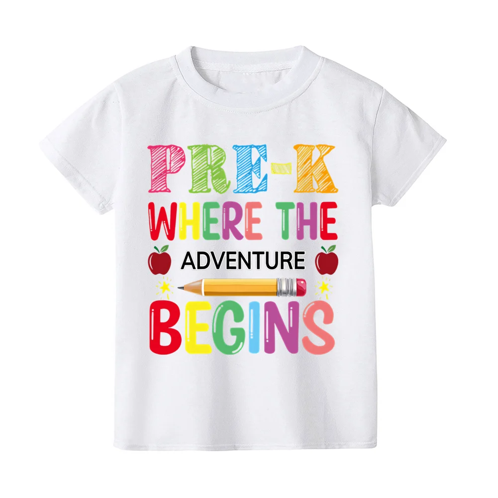 

Students Back To School Print T-shirt Summer Casual Short Sleeve Breathable Tee Kid's Clothing Kids 2024 Back To School Gift Tee