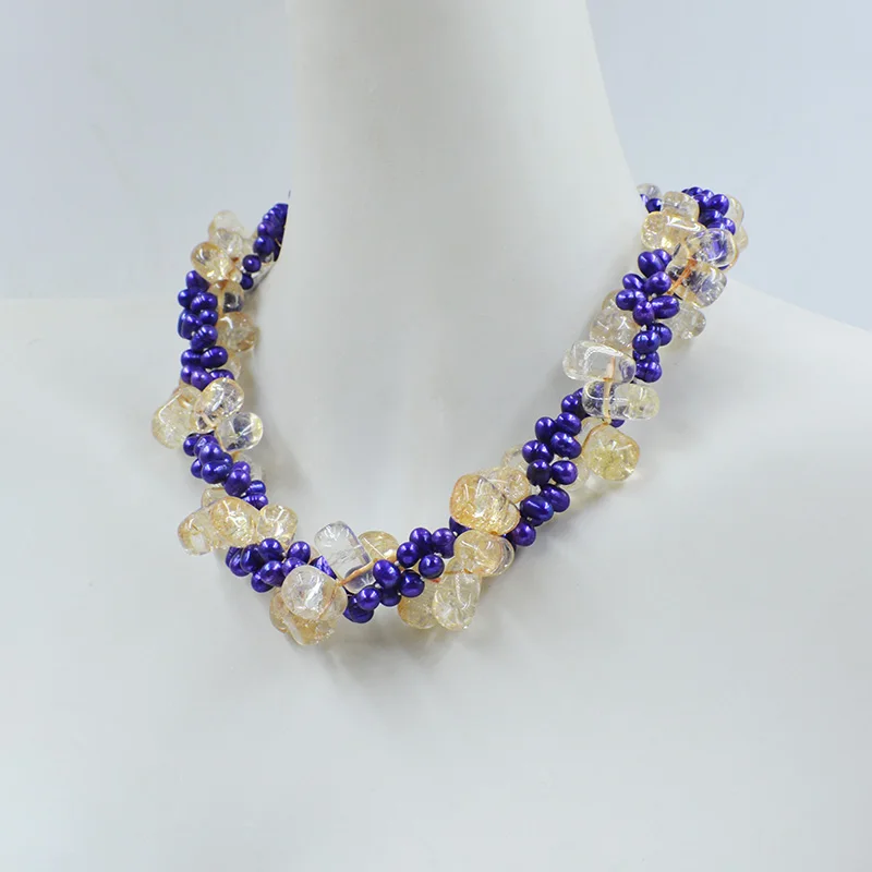 3 shares. Natural cultured freshwater pearl crystal necklace. Most Beautiful Jewelry for Ladies Wedding Party Gifts  19”