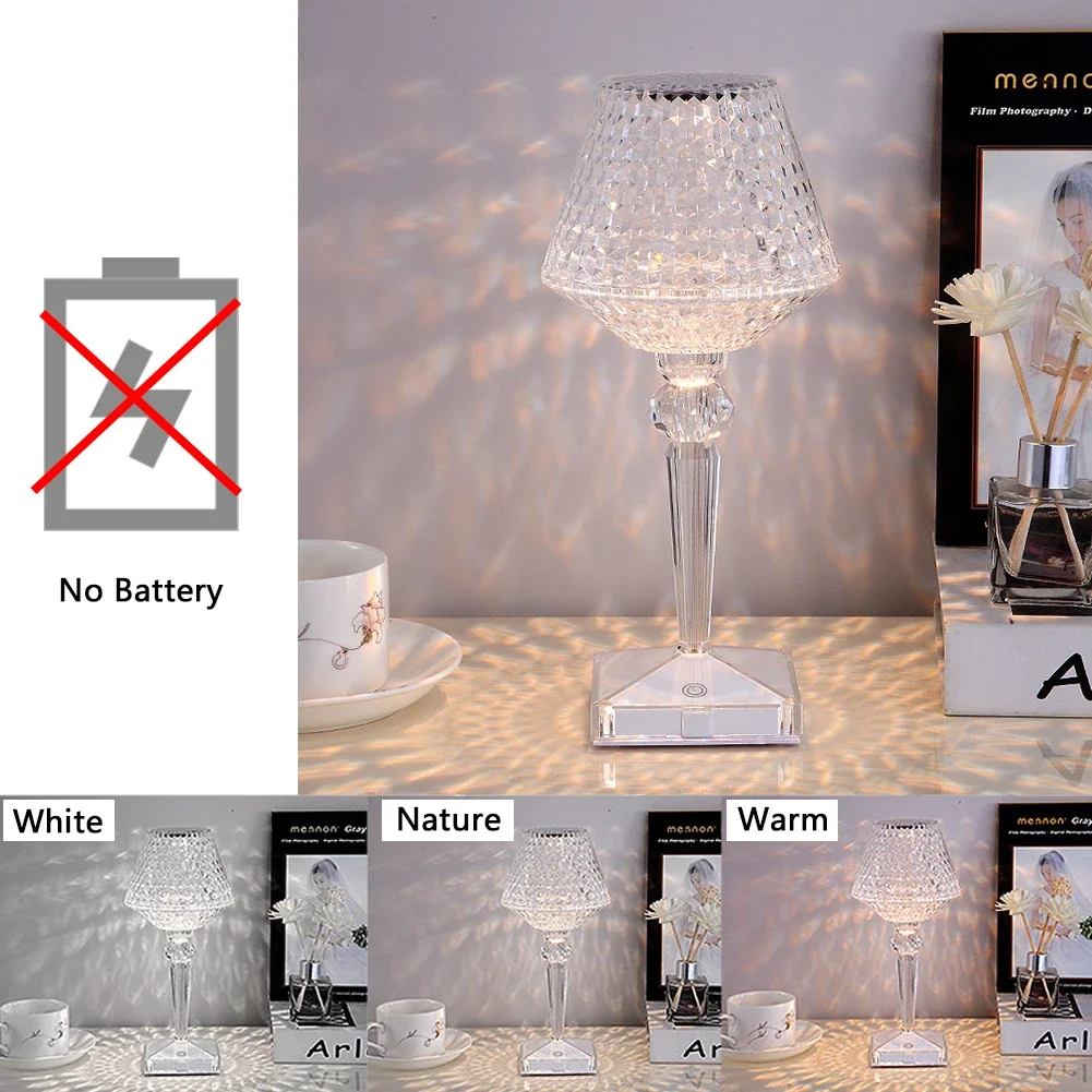 USB Acryl kristal led tafellamp Transparant prisma nachtverlichting Slaapkamer nachtkastje decor ontwerp Mini desktop transparant Bureau la - afbeelding 1