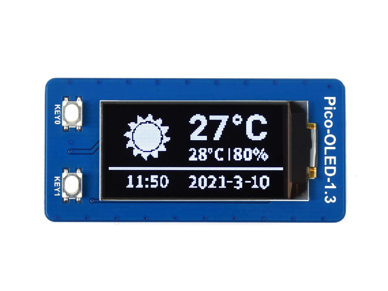 

Pico-OLED-1.3,1.3inch OLED Display Module for Raspberry Pi Pico, 64×128 pixels, SPI/I2C Interface