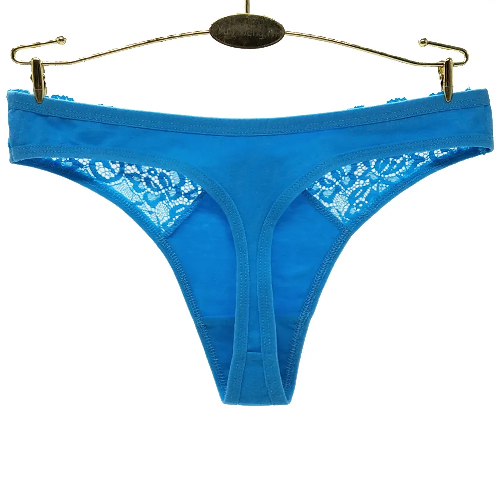 Culotte string en dentelle pour femme, sous-vêtement transparent, lingerie sexy, couleur unie, 5 pièces par lot