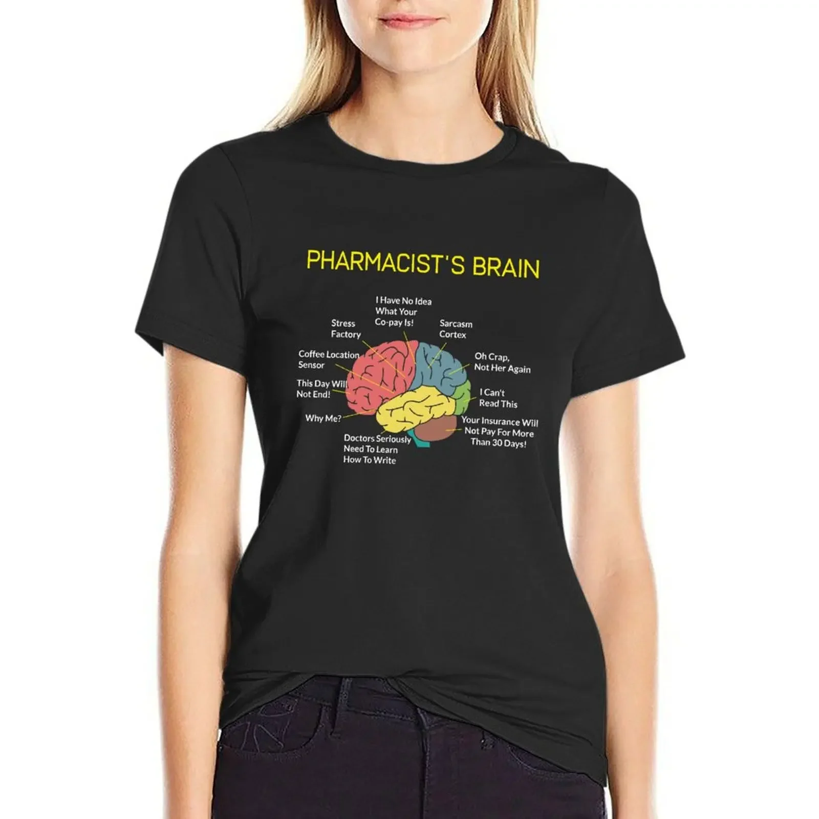 

Pharmacist's Brain Funny Pharmacist Pharmacy Tech T-Shirt Female clothing vintage clothes funny Top Women