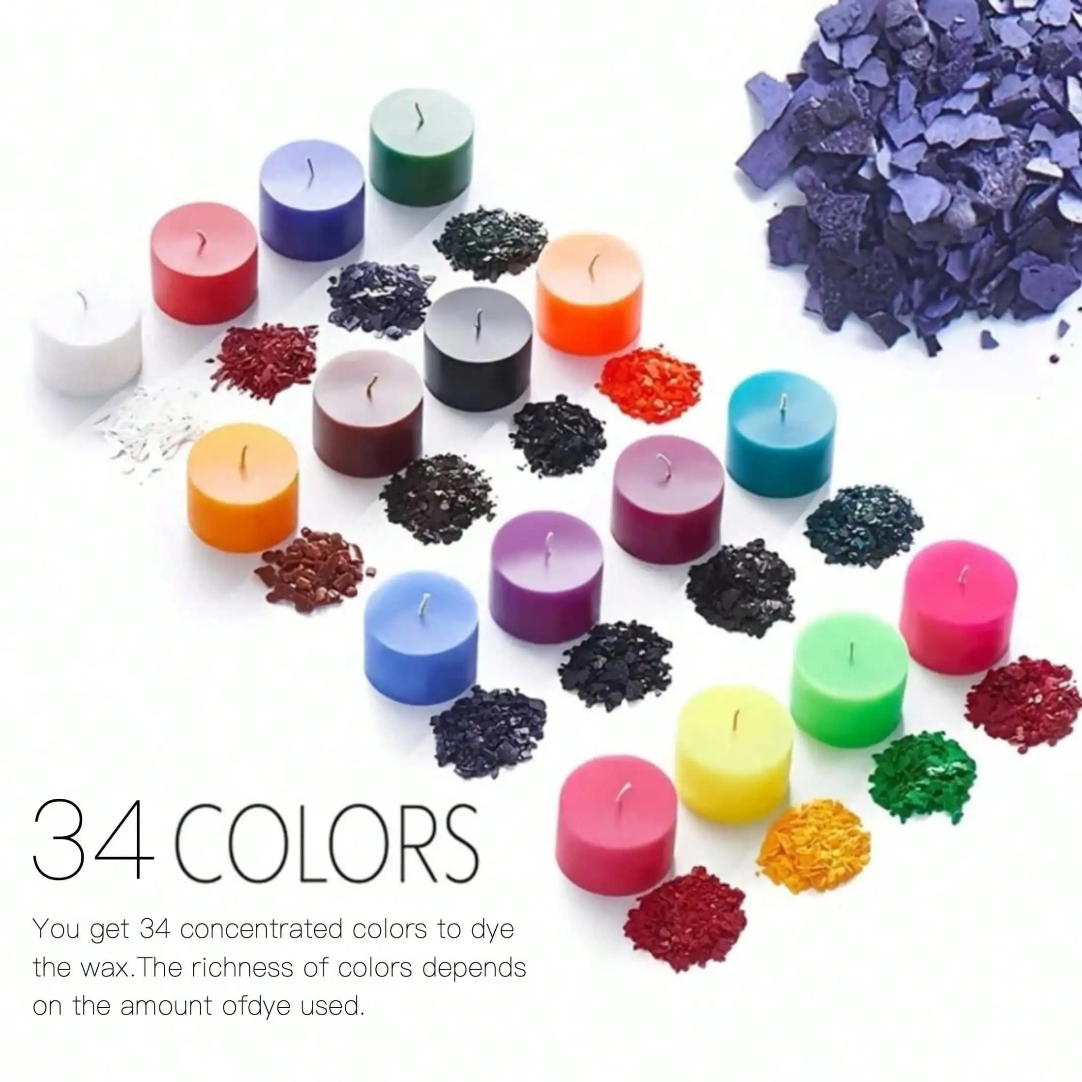 34-Color/16-Color/12-Color/6-Color Candle Color Pigment Set (1G/Color), 6Pcs/12Pcs/16Pcs/34Pcs Set, Suitable for DIY Candle Making, with a Variety of Soft and Vibrant Color Combinations, Ideal for Creating Colorful Candles and Colorful Candle Art | | Candle Pigments