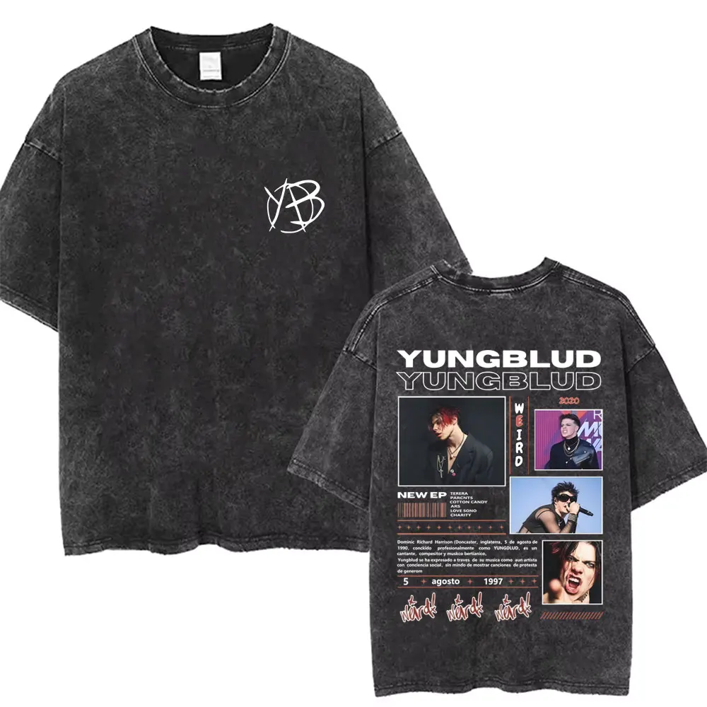 

Vintage Washed Yungblud Weird Graphic T-Shirt Men Women Alternative Rock Oversized Short Sleeve T Shirt Male Hip Hop Streetwear