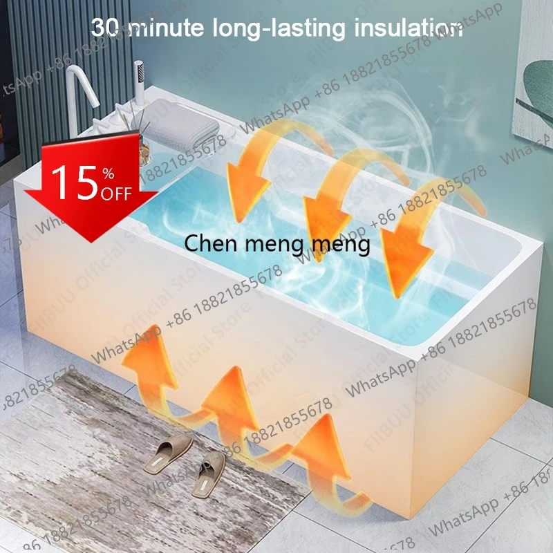 

01A White Freestanding Bathtub Luxury Acrylic Tub With High Load-bearing Capacity, Multifunctional Bathroom Furniture Multiple S