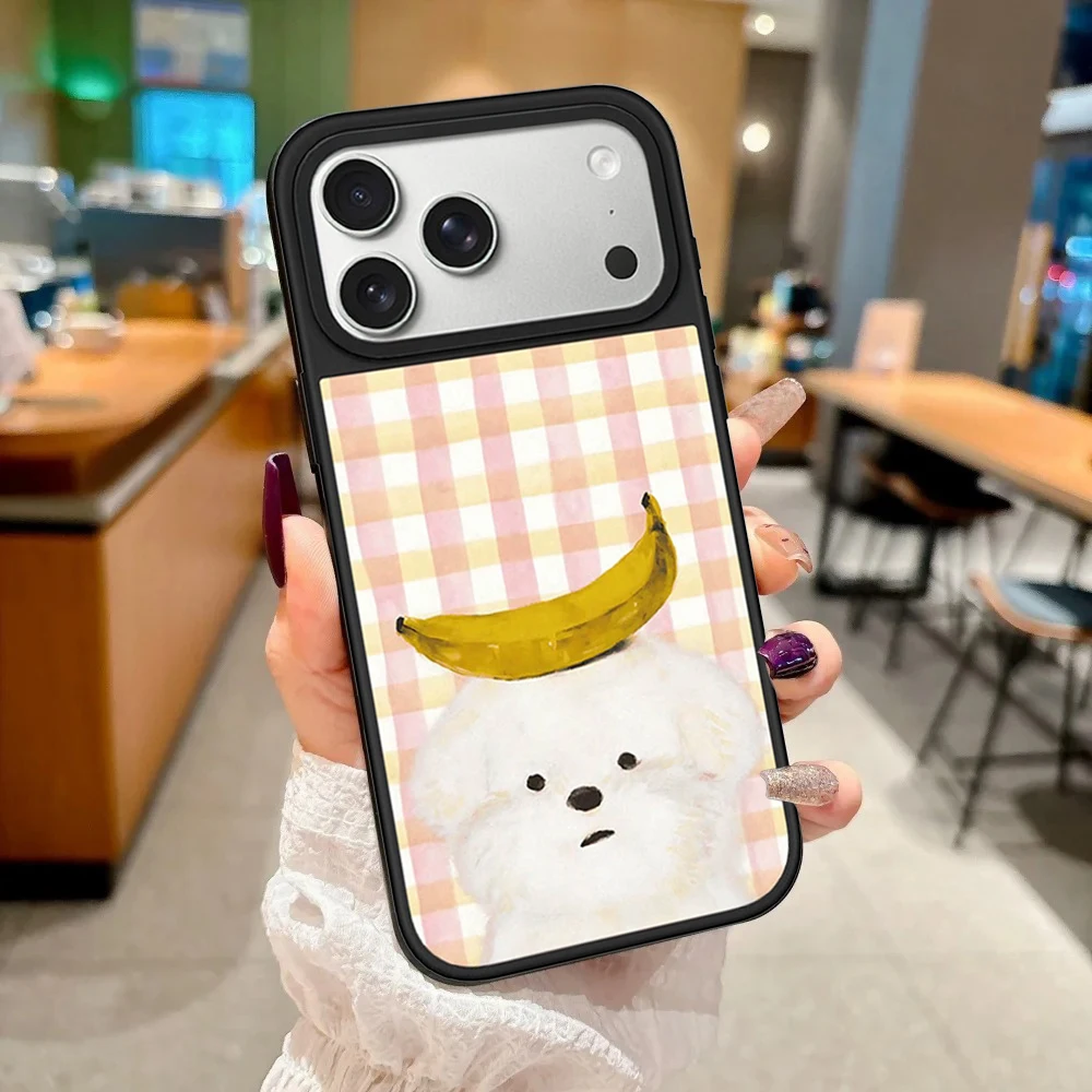 Checkered Banana Dog Mirror Surface Magnetic Phone Case Cover for IPhone 12 13 14 15 16 17 Pro Max Case for IPhone 17 Air