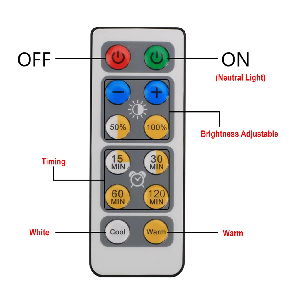 LED Puck Light Remote Control Dimmable Under Cabinet Lamp Adjustable Brightness Timing Night Lights for Kitchen Wardrobe Light