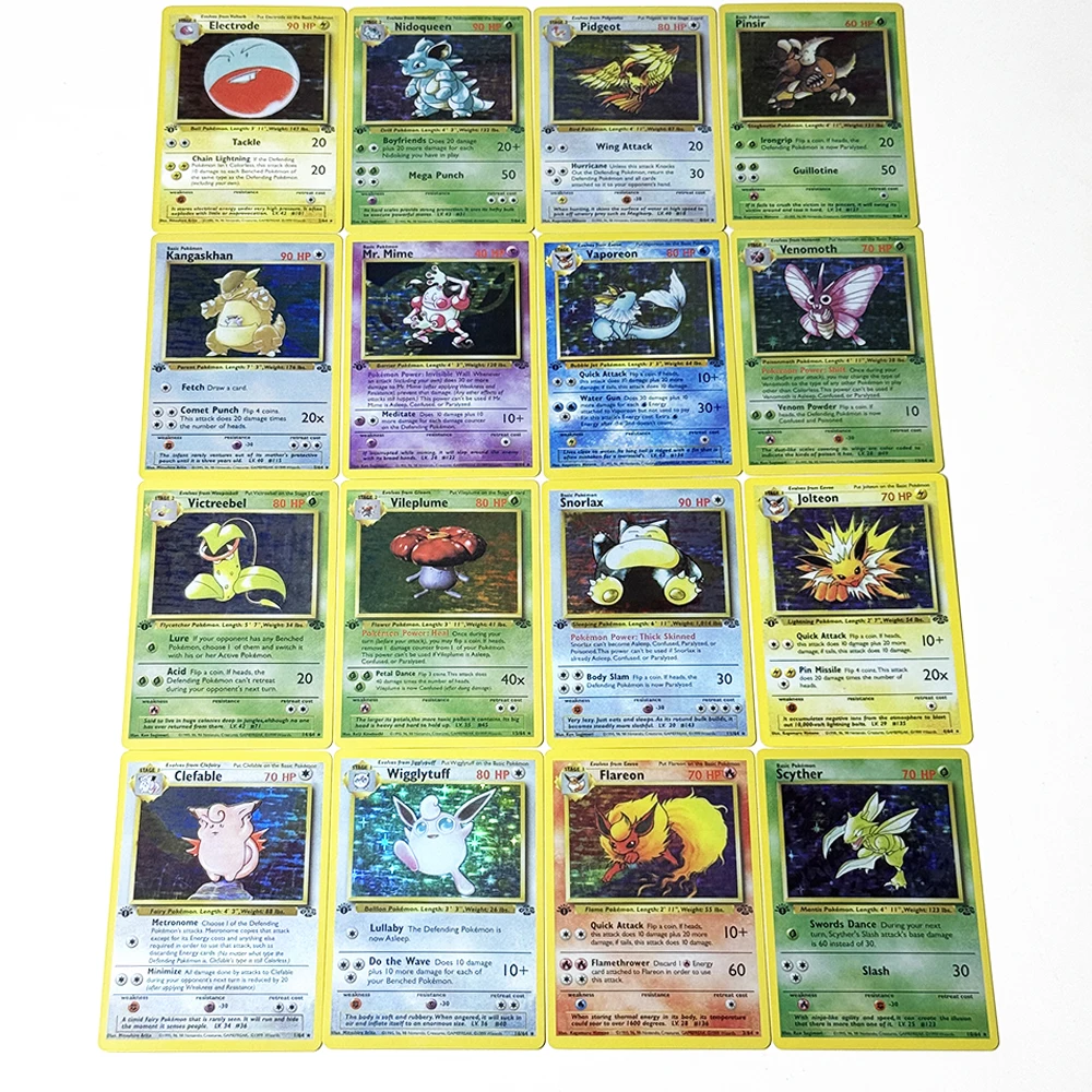 PKM 1st Jungle Foil Series Foil Proxy Game Rare Cards PTCG Clefable Flareon Wigglytuff Snorlax Scyther Mr. Mime Vaporeon Pinsir