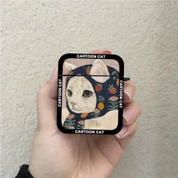 Korean Funny Cartoon Cat Oil Painting Earphone Cases For Airpods 4th 2 1 3 Pro 2  Headphone Cover For Air Pods Pro Airpods3 Case
