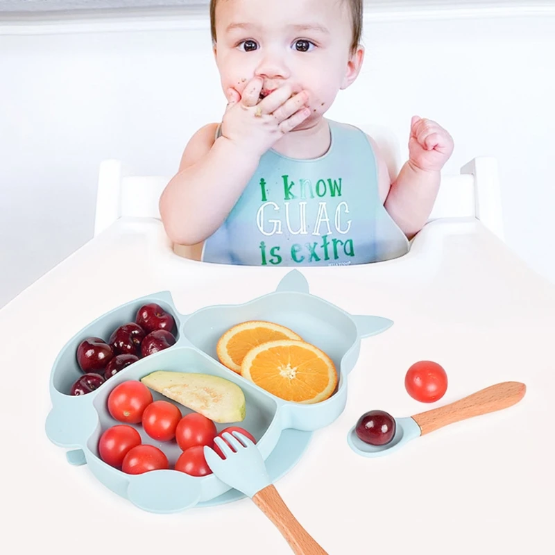 Bpa Free Food Grade Silicone Tableware Toddler Baby Silicone Suction Plate Modern Kids Bowl Silicone Baby Feeding Set