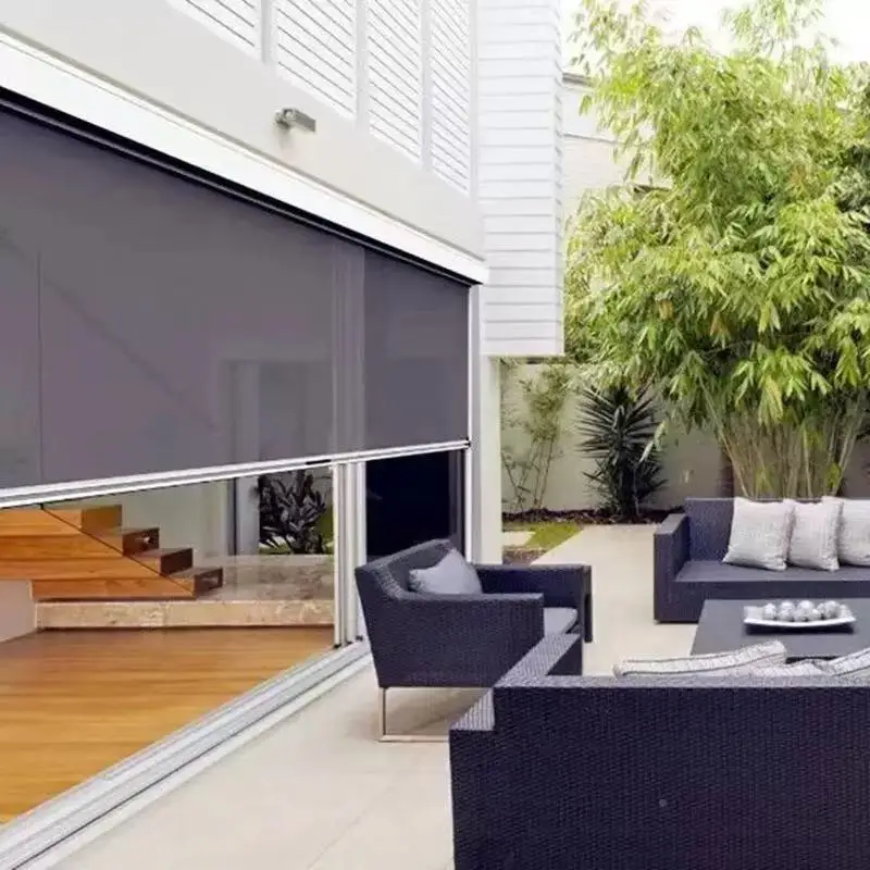 High-Quality Smart Windproof Roller Shade UV Protection Electric Blinds for Outdoor Space