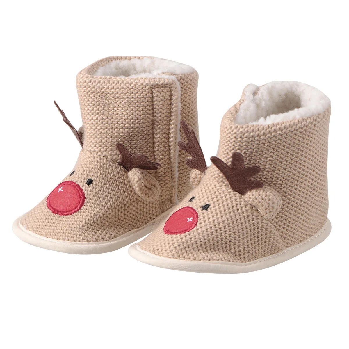 

Baby's Christmas Boots Elk Pattern Warm Cotton Non-Slip Winter 0-12 Months Beige 13cm Baby's Christmas Shoes Baby Cotton Shoes