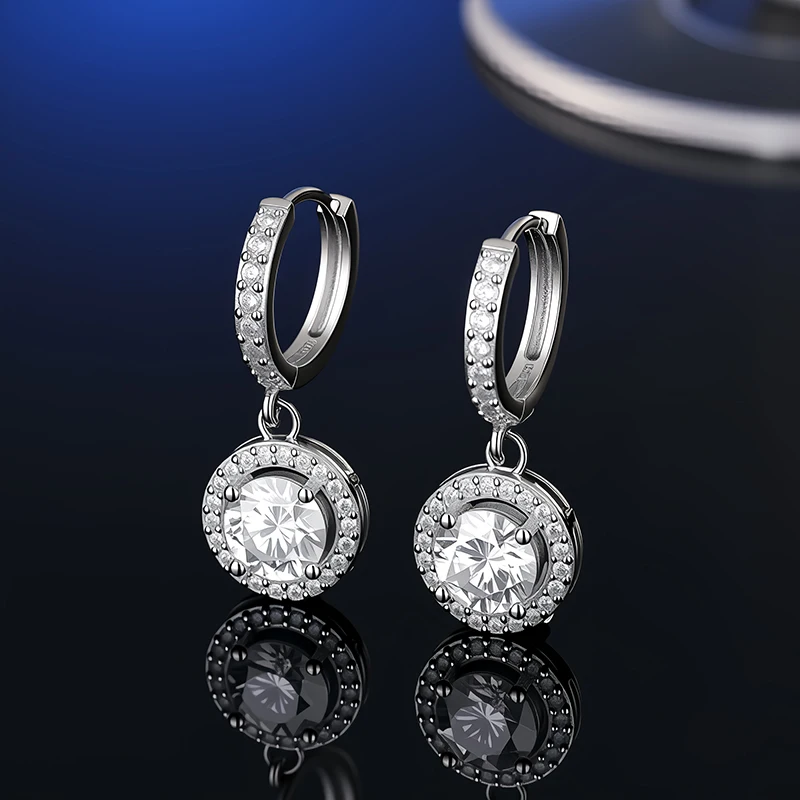 S925 Silber Moissanit Ohrstecker mit GRA-Zertifikat Stilvolle Runde Ohrhaken Ideal als Geschenk für Jahrestage oder Hochzeiten – Detail 16