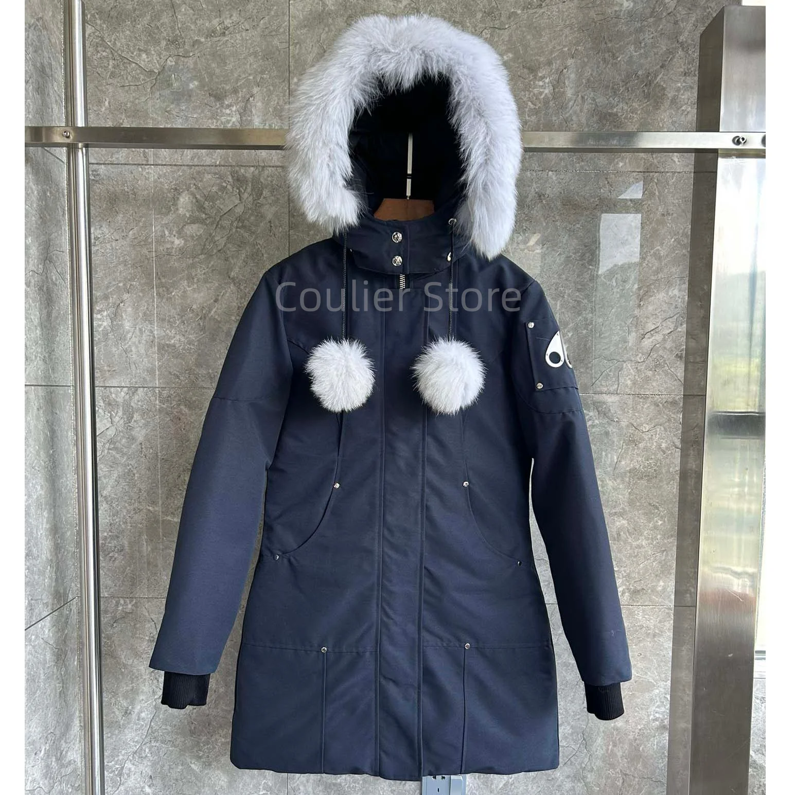 سترة نسائية كندية سفلية، معطف دافئ طويل سميك، سترة نسائية بيضاء مناسبة للمناطق الثلجية الباردة للغاية #5