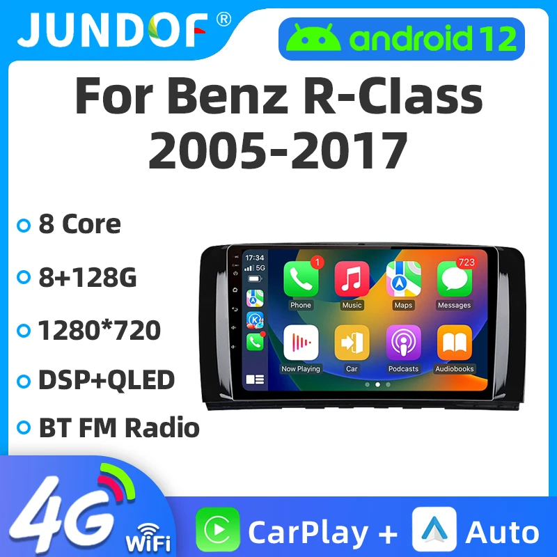 

Автомагнитола Jundof на Android с экраном для Mercedes Benz R-Class R Class W251 R280 R300 R320 2005-2017, мультимедийный видеоплеер с GPS, 4G