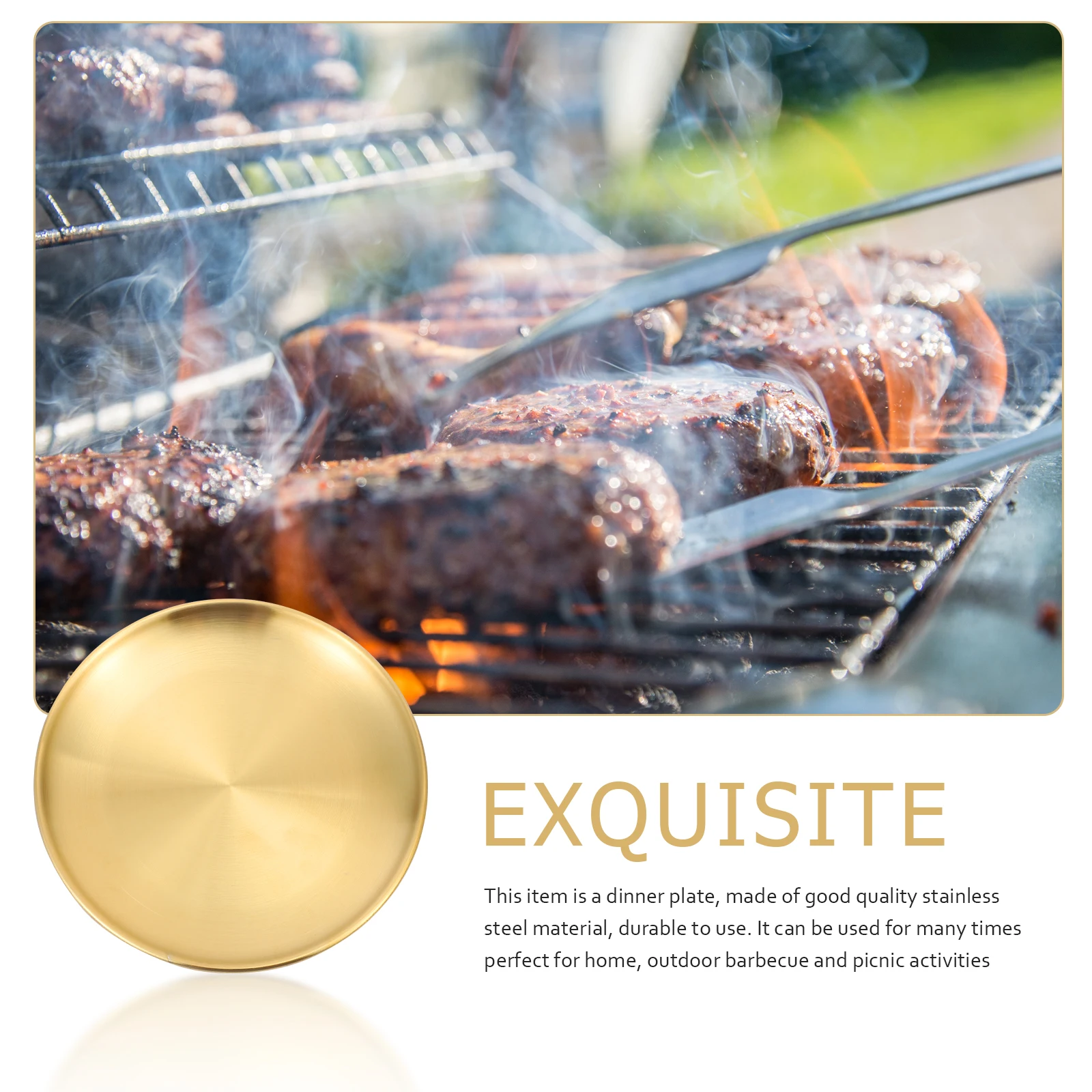 

Stainless Steel Dinner Plate 304 Food Plate Snack Cake Storage Restaurant Canteen Cookie Dish BBQ Picnic Party Outdoor Baking