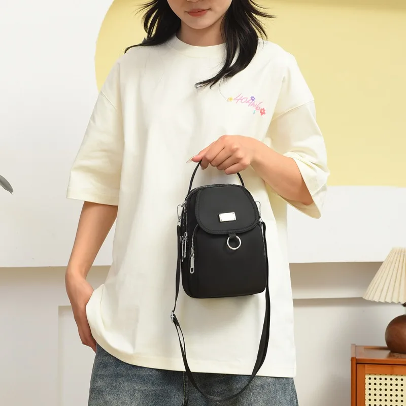 Women Mini Oxford Handbag Crossbody Bag Multi Pockets Phone Bag Small Shoulder Bag Daily Travel Ladies Tote Bag with Top Handle