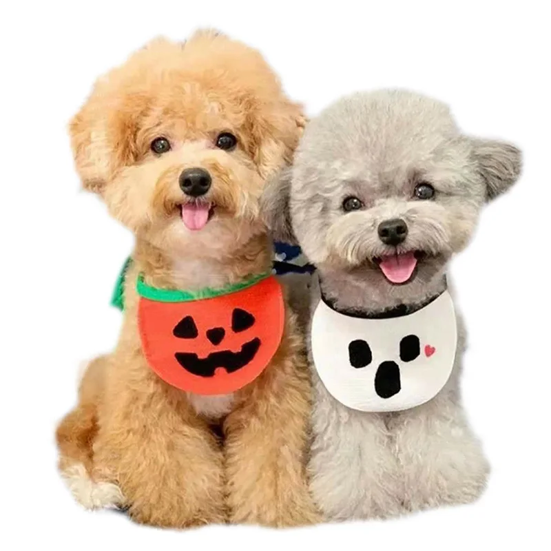 Dogs Cats Tethered Drool Bibs Bibs Pumpkin Ghost Festival Christmas Pet Supplies Clothes Cat Accessories